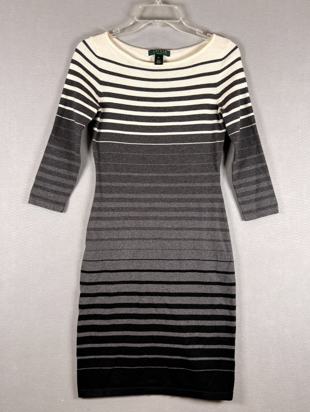 Lauren Ralph Lauren Women's XS Ombre Stripe Sweater Dress 3/4 Sleeve
